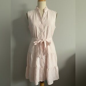 Madison Light Pink Striped Midi Dress